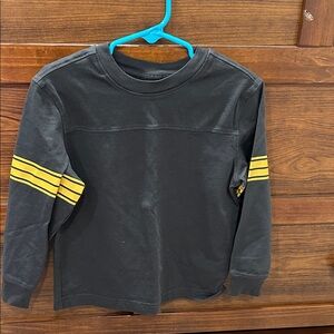 Old Navy Black Long-Sleeve Tee with Yellow Sleeve Stripes